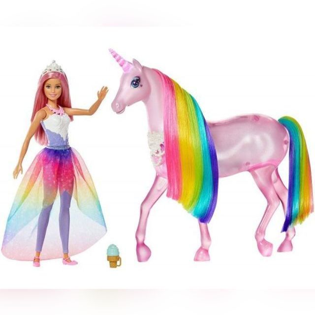 Lėlė Barbie su vienaragiu Dreamtopia Magic Touch Unicorn & Doll (su defektu)