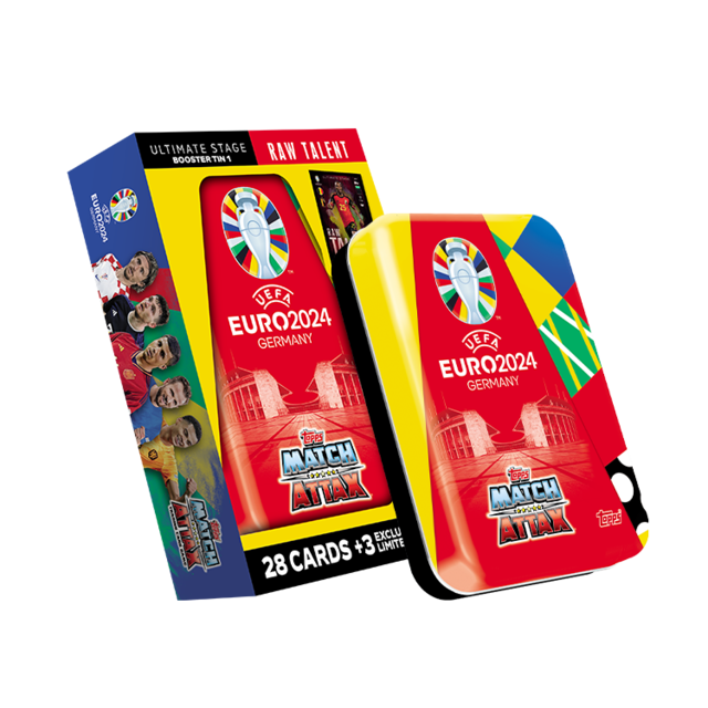 Oficialus EURO 2024 Match Attax kortelių papildymo rinkinys metalinėje dėžutėje - Raw Talent