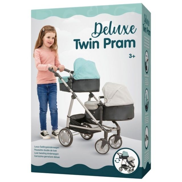 Lėlės vežimėlis dvynukams Deluxe Twin Dolls Pram