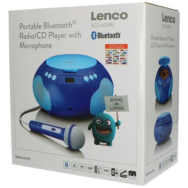 Lenco SCD-625 grotuvas CD-Player radijas, mikrofonas, Bluetooth blue