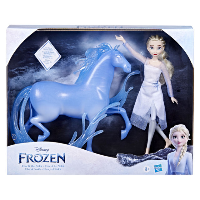 Mattel Disney Frozen Toys, Elsa Fashion Doll & Horse-Shaped Water Nokk Figure