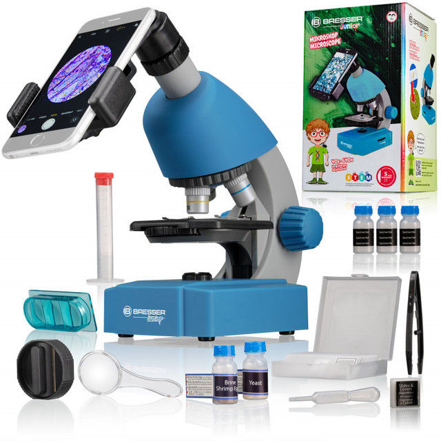 Mikroskopas BRESSER JUNIOR 40x-640x, mėlynas