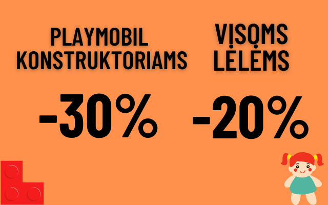 Playmobil konstruktoriams -30%, lėlėms -20%