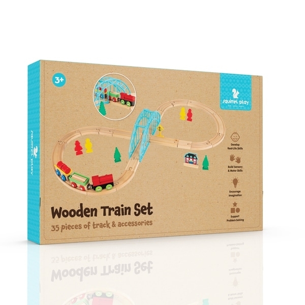 Squirrel Play 35-Piece Wooden Train Set 