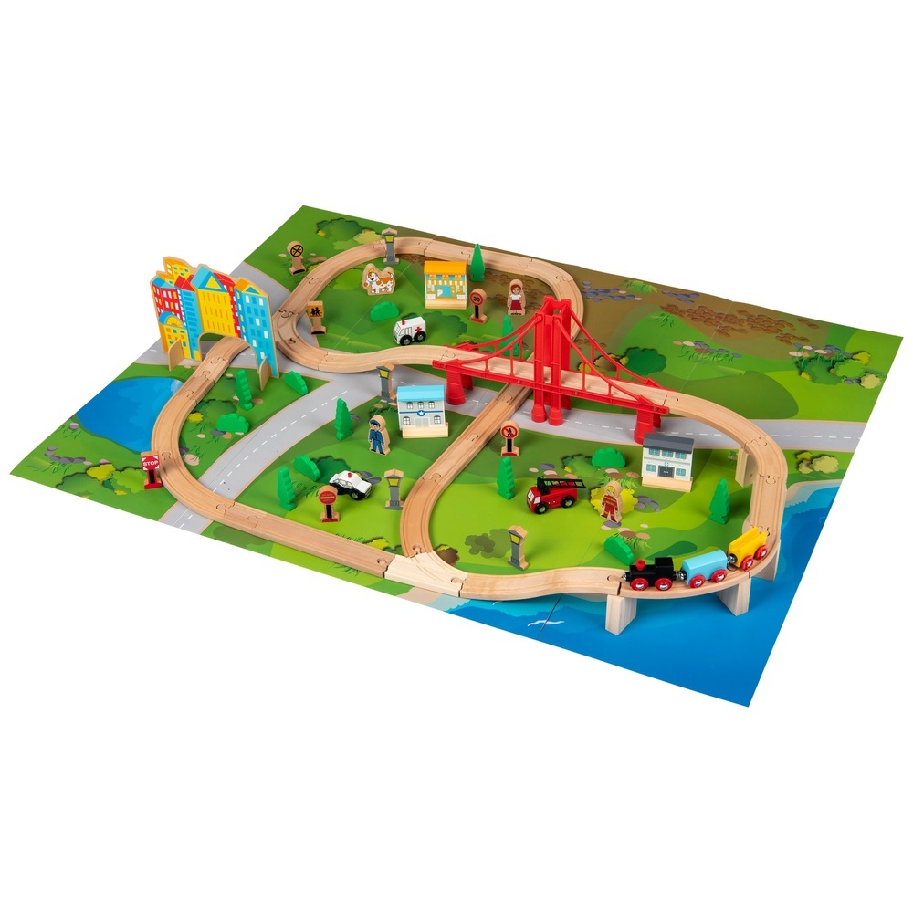Wooden track with a train Squirrel Play 80 parts Toys for