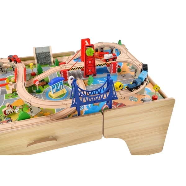 NEW Kids Squirrel Play 100-Piece Wooden Train Set & Table Toy Children Wood Gift 
