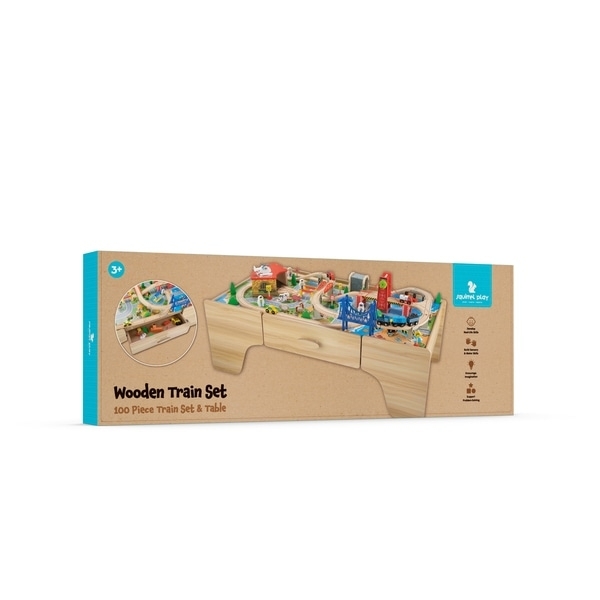 Squirrel Play set Wooden Train Table Toy Boy gift children Kids Bridge Car New 