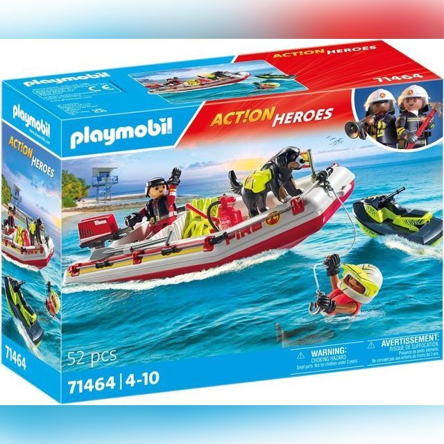 71464 PLAYMOBIL® Actions Heroes, Gaisrininkų valtis su vandens motociklu