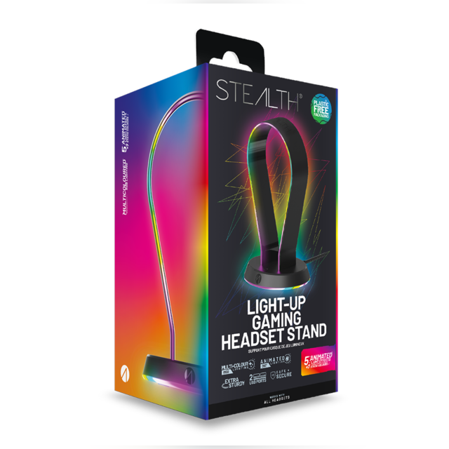Ausiniu laikiklis su USB STEALTH Light-Up LED Gaming Headset Stand