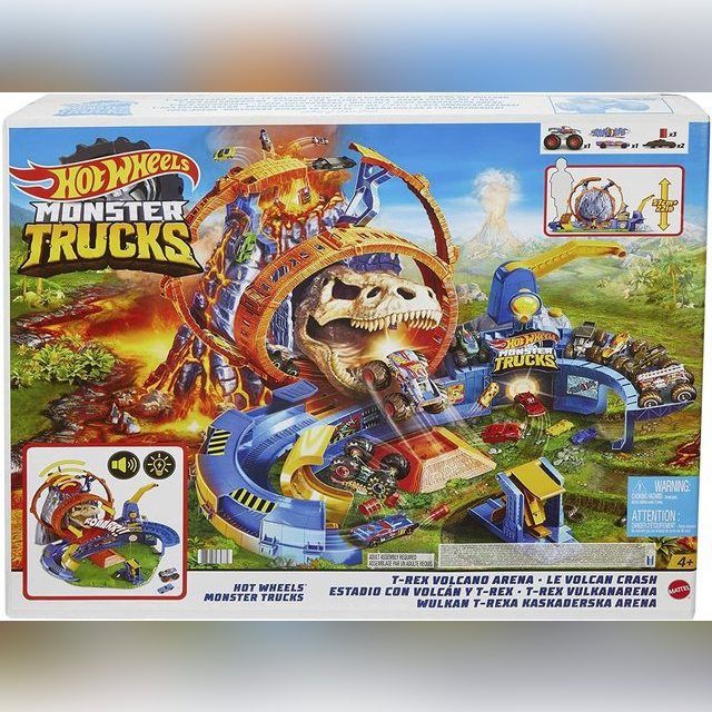 Hot Wheels Monster Trucks T-Rex Volcano Arena