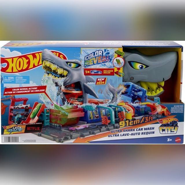 Automobilių trasa Mattel Hot Wheels City Ultra Shark Car Wash HTN82