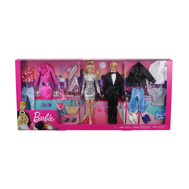 Barbie and Ken Dolls with 5 Outfits for Each