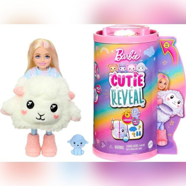 BARBIE Cutie Reveal lėlė Chelsea marškinėlių serija ėriukė, HKR18