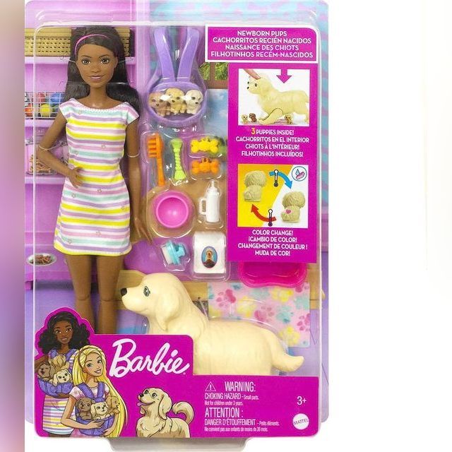 Barbie Doll Newborn Pups Playset