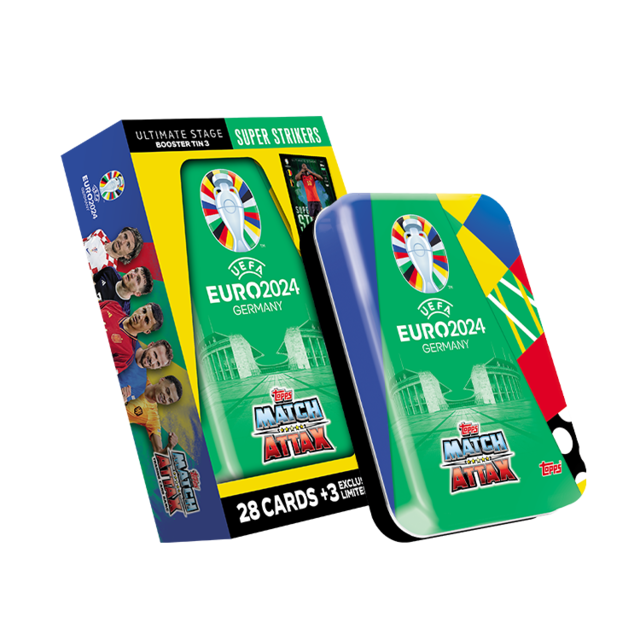 Official EURO 2024 Match Attax card refill set in metal box - Super Strikers