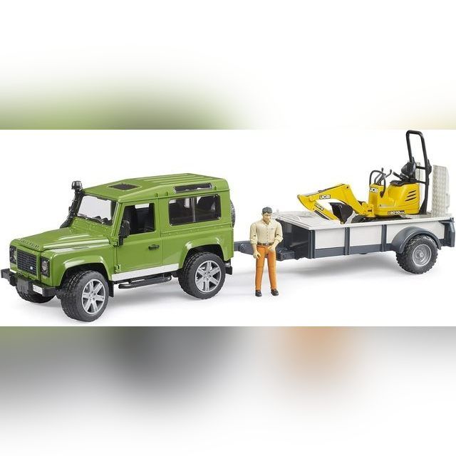 Bruder Land Rover su priekaba ir mini ekskavatoriumi 02593 (su defektu)