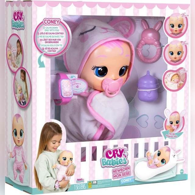 CRY BABIES lėlė su priedais Newborn Coney Doll