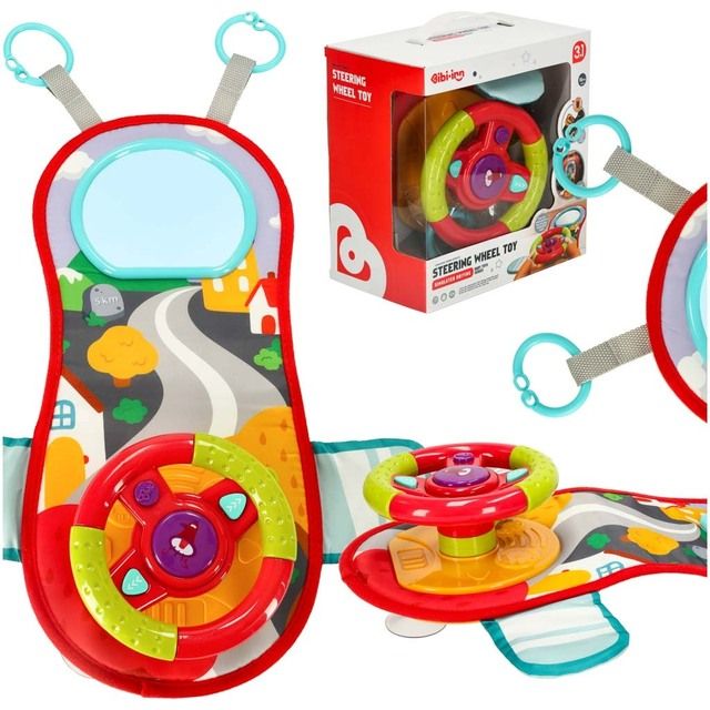 Interactive car mat with steering wheel