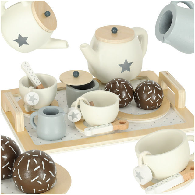 Coffee set with wooden dishes for 2 people KX6279