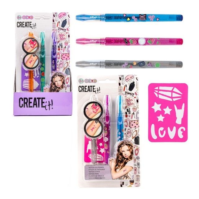 Create it! Beauty Tattoo Fragrance Pens, 3pcs + Template