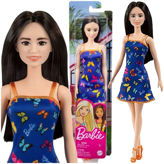 Lėlė Barbie 29cm suknelė su drugeliais (mėlyna)