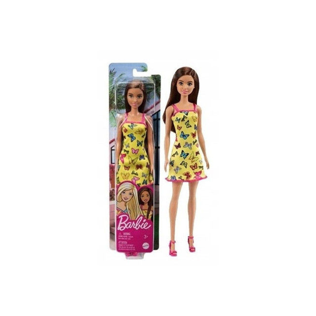 Lėlė Barbie 29cm suknelė su drugeliais (geltona)