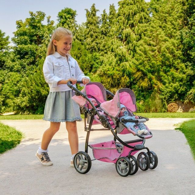 Lėlės vežimėlis Silver Cross Twin Wave Stroller - Pink