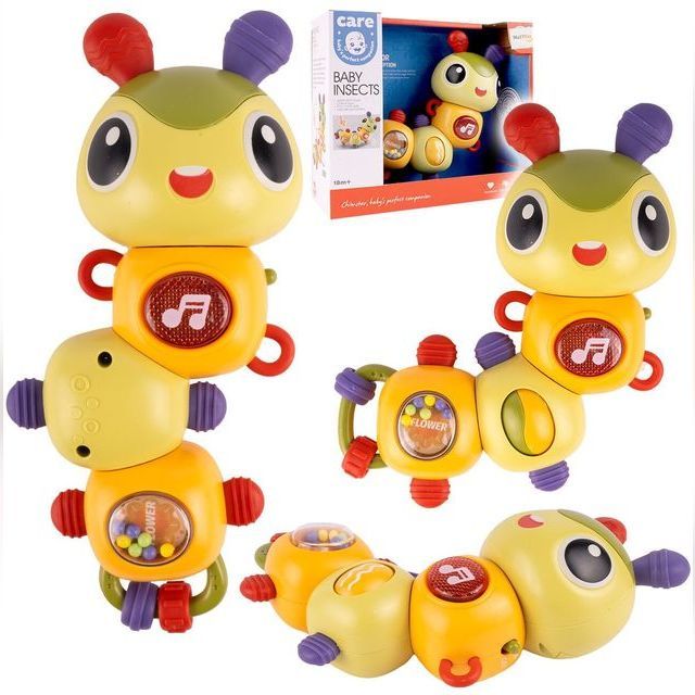 Malplay Rotating musical rattle Caterpillar Baby insects 360