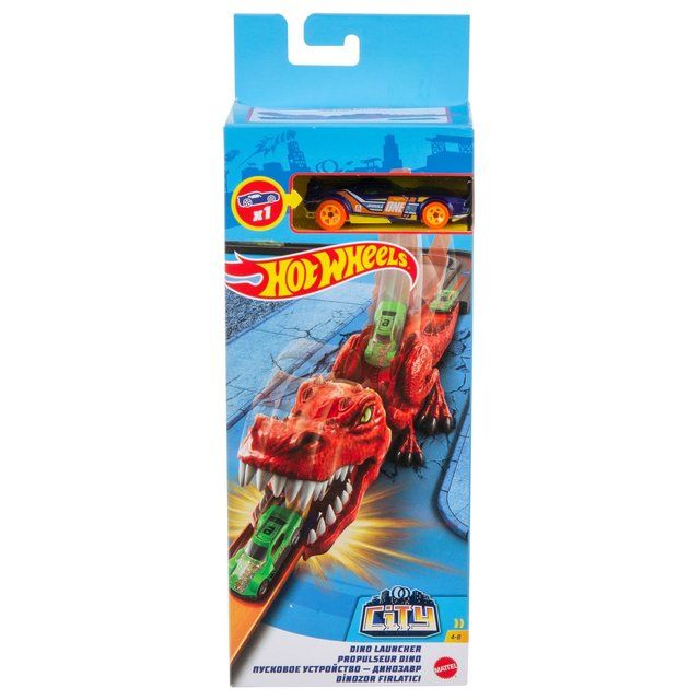 HOT WHEELS Dino launcher Miesto trasų paleidikliai