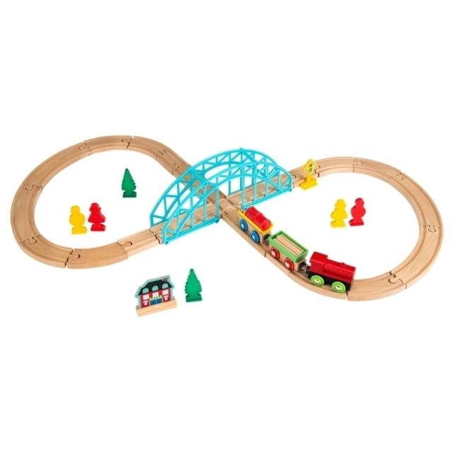 Medinė trasa su traukinuku Squirrel Play 35-Piece Wooden Train Set