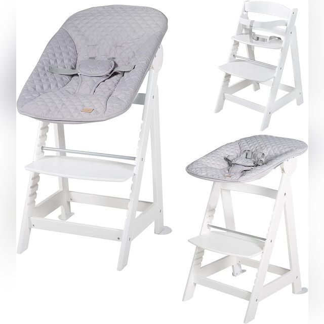Wooden baby feeding chair Roba Born Up white 2 in 1