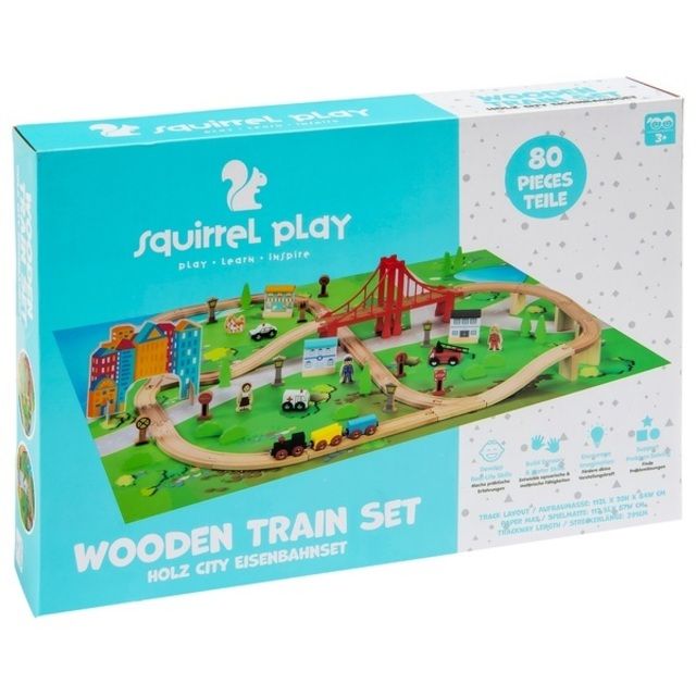 Wooden track with a train Squirrel Play 80 parts