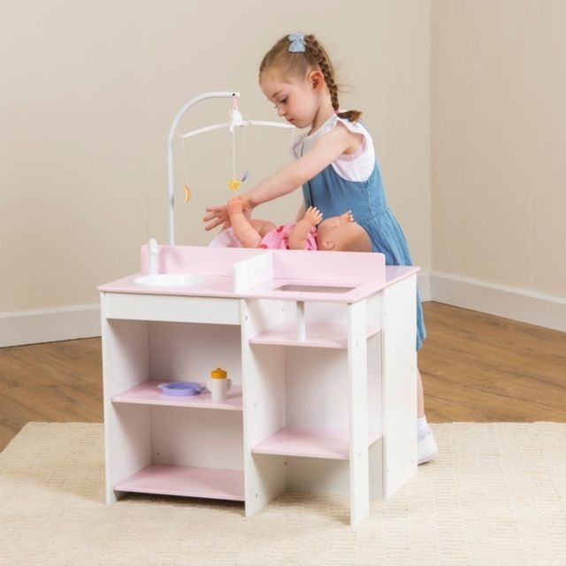 Wooden Nursery Dolls Changing Station with Storage