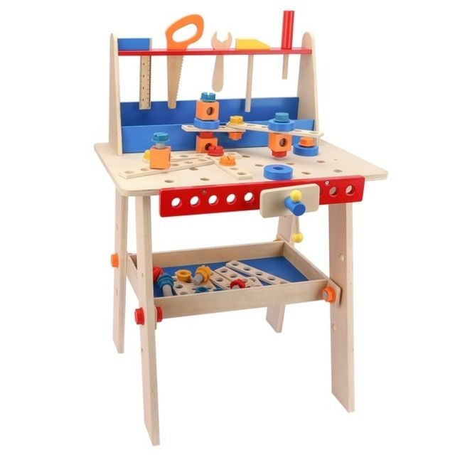 Wooden Workbench with 59 Tools and 