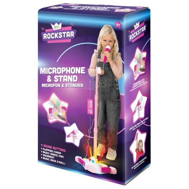 Mikrofonas JNR Rockstar Microphone and Stand Pink