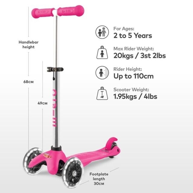 Mini Micro Plus PINK LED Scooter