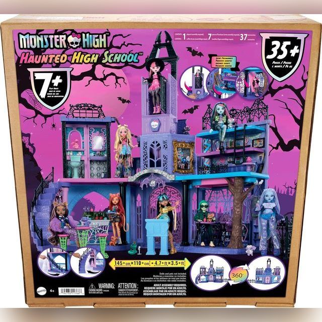 Monster High Haunted High School Doll House with 35+ Pieces of Furniture and Accessories