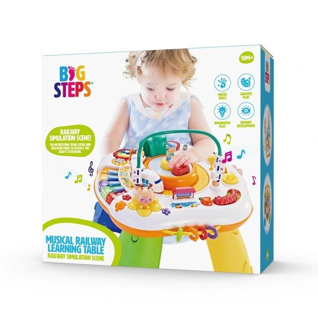 Muzikinis stalas Big Steps Activity Table Musical Learning Railway