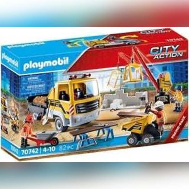 Playmobil 70742 Construction site with flatbed truck
