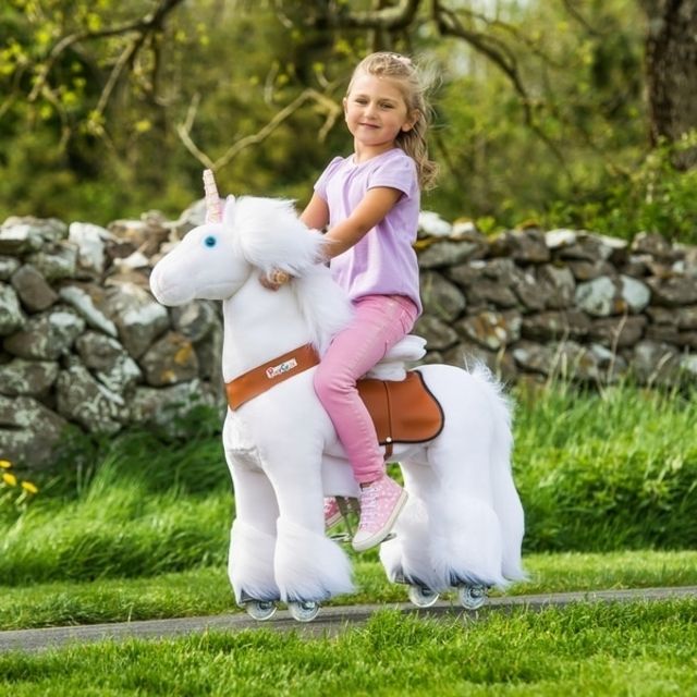 PonyCycle Ride On White Unicorn with Brake
