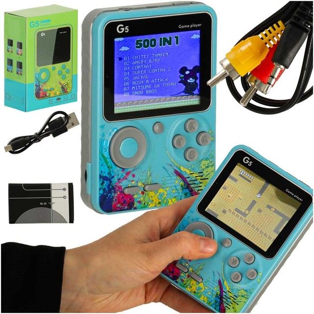 Retro mini nešiojamoji žaidimų konsolė KX3369_1 mėlynas
