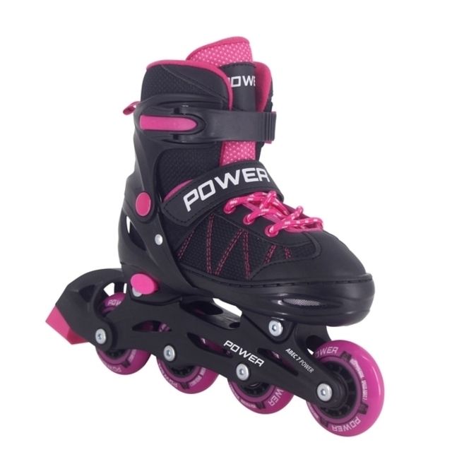 Adjustable Power Inline Skate Pink Black 38-41 cm