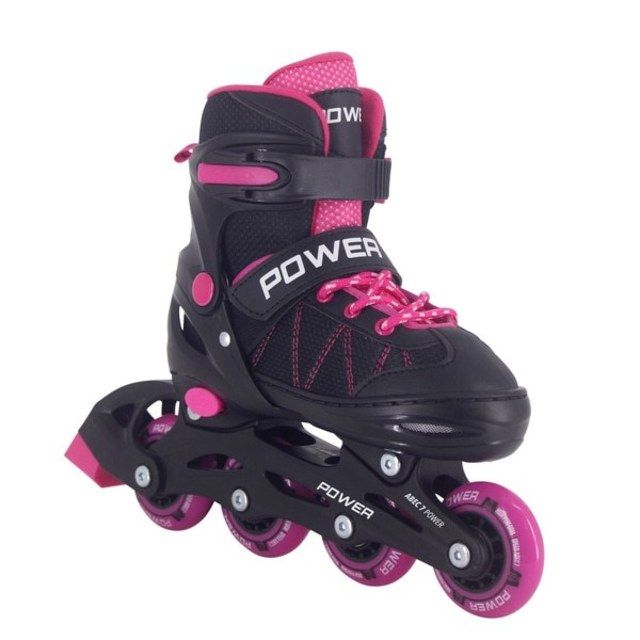 Adjustable Power Inline Skate Pink Black 30-33