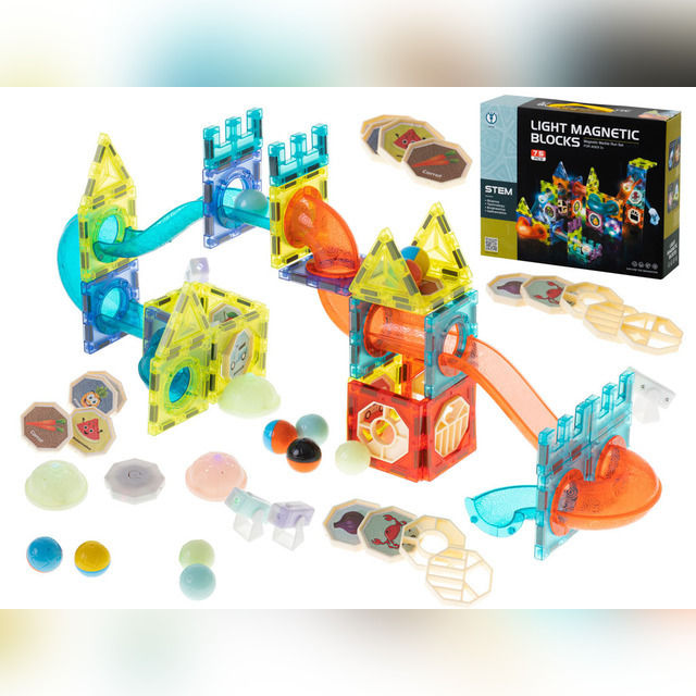 Šviečiantis magnetinis konstruktorius 75 dalys KX5144