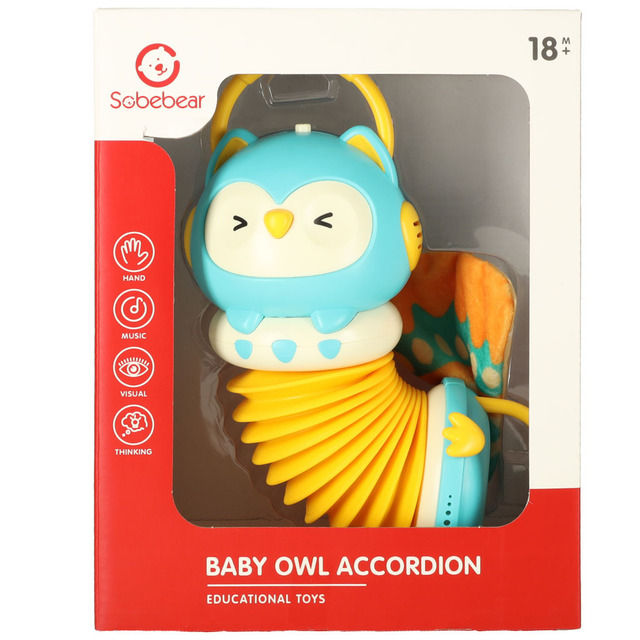 Sensory toy for children accordion owl blue LED KX4287