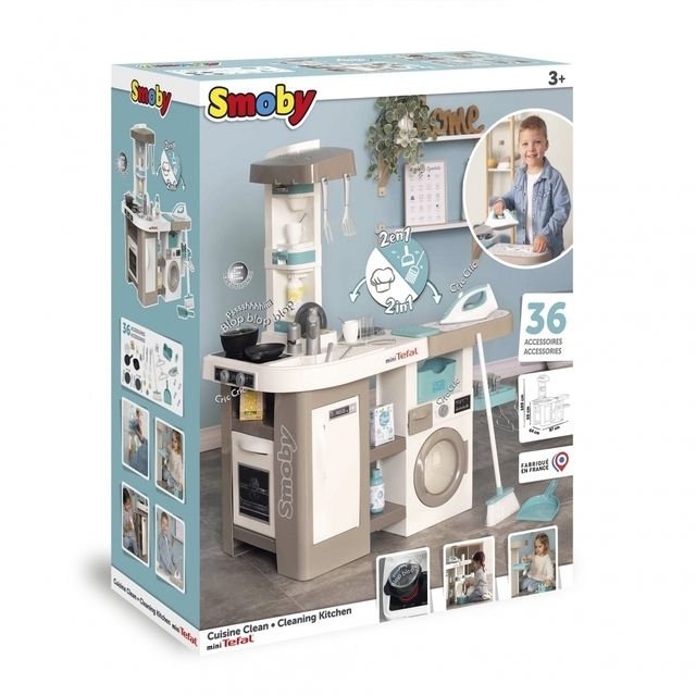 SMOBY kitchen Mini Tefal Studio with washing machine, 36 electric