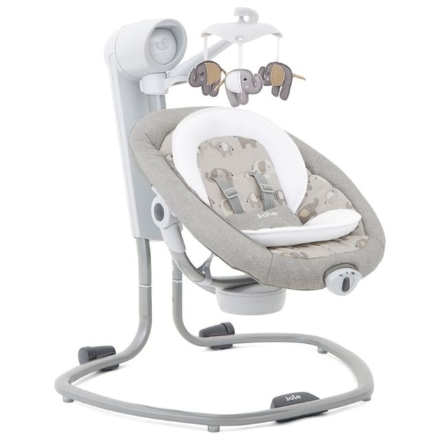 Joie Serina Electric Baby Swing Elephant Duo with Light and Sound Grey