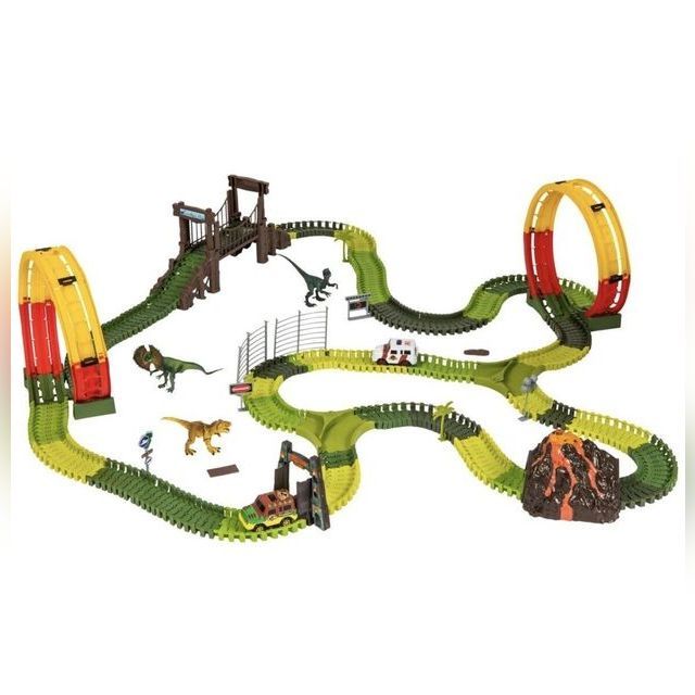Trasa Jurassic Park Track Loop Set Cars Volcano Dine Figures