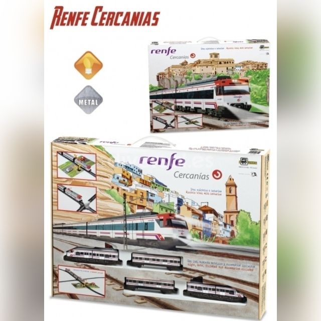 Train track with train and wagons in Renfe Cercanias