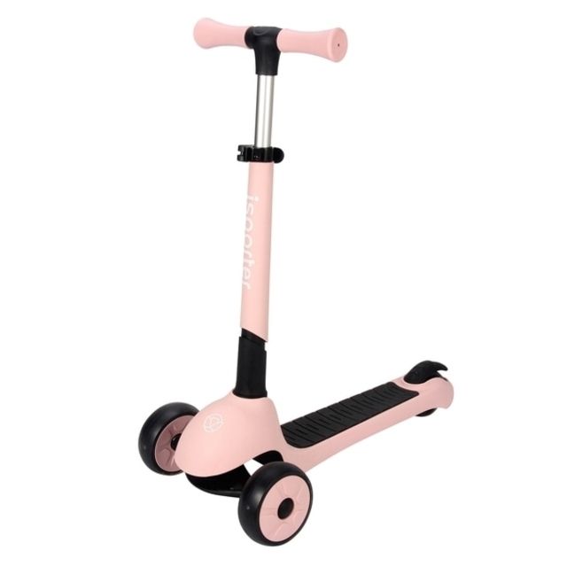 Triratis paspirtukas iSporter Foldable LED Pastel Pink Scooter